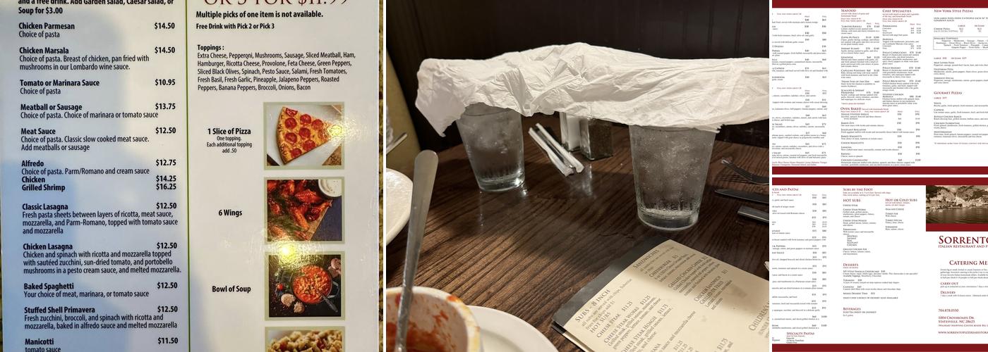 Sorrento Pizzeria & Italian Restaurant Menu