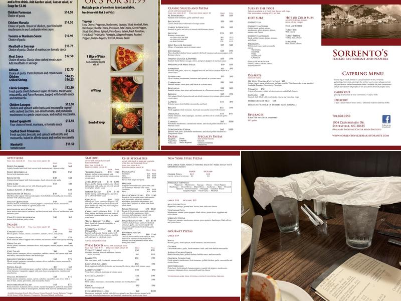 Sorrento Pizzeria & Italian Restaurant Menu