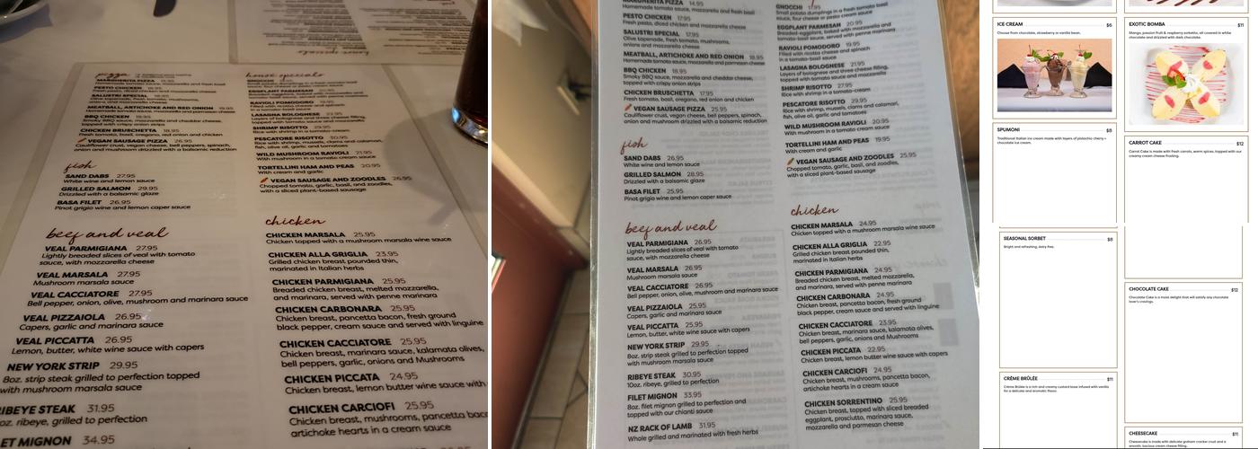 Trilussa Menu