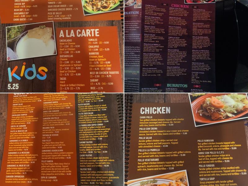 Casa Garcia Menu