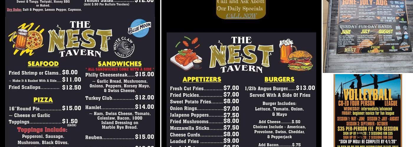 The Nest Tavern Menu