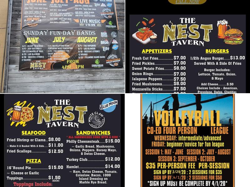 The Nest Tavern Menu