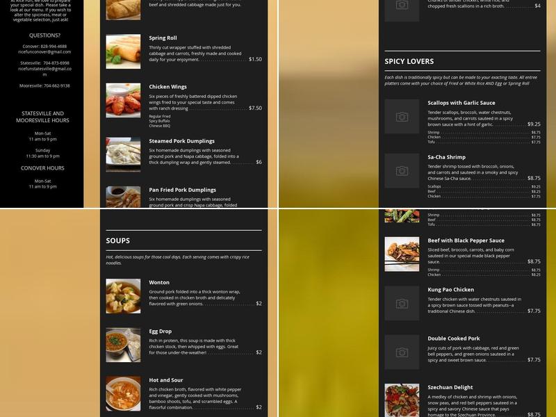 Rice Fun Menu