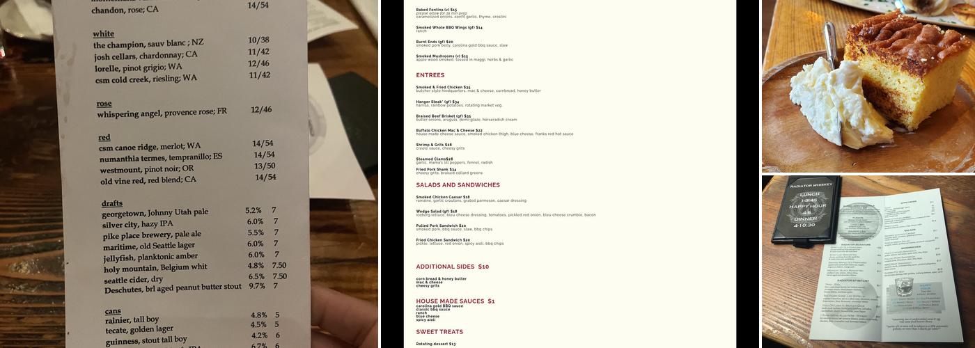 Radiator Whiskey Menu