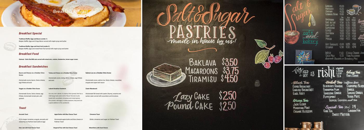 Salt and Sugar Cafe and Bakery Menu