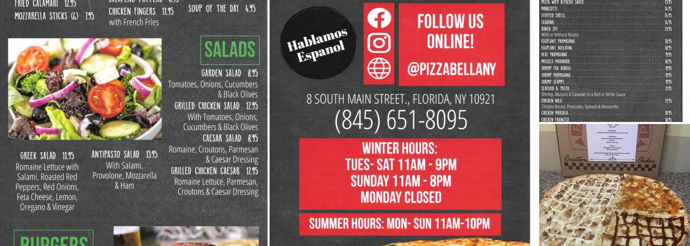 Pizza Bella - Florida NY Menu