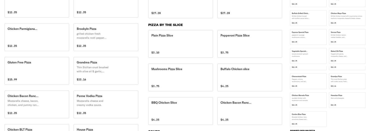 Pizza Express Menu