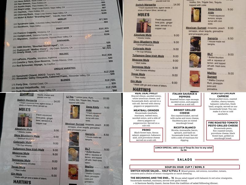 Switch Brick-Oven Pizza & Wine Bar Menu