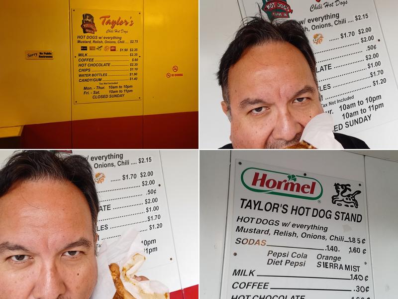 Taylor Brothers Hot Dogs Menu