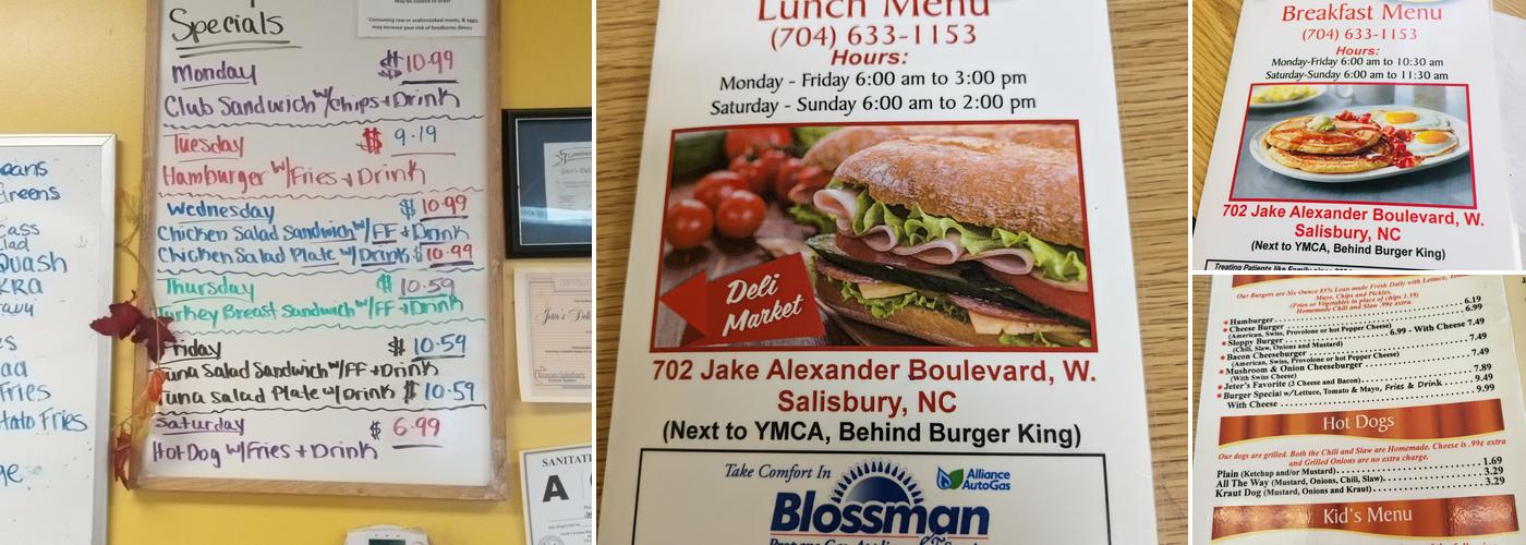 Jeter's Deli Cafe Menu