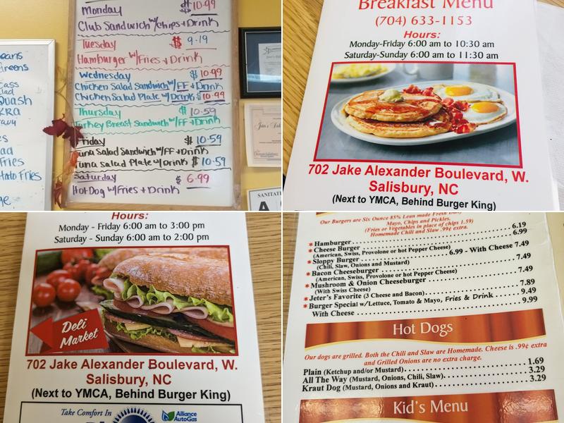Jeter's Deli Cafe Menu