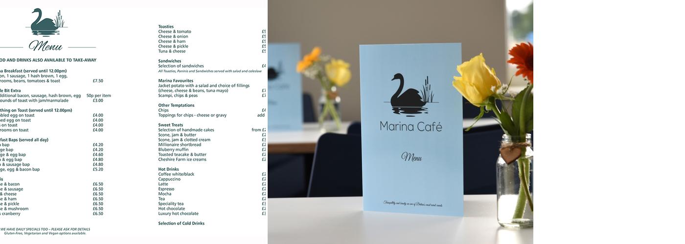 A Waterside Cafe at Whixall Marina Menu