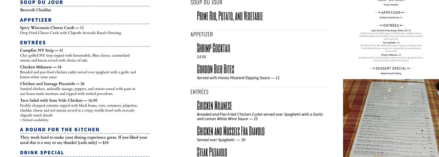 O P Frederick's Menu