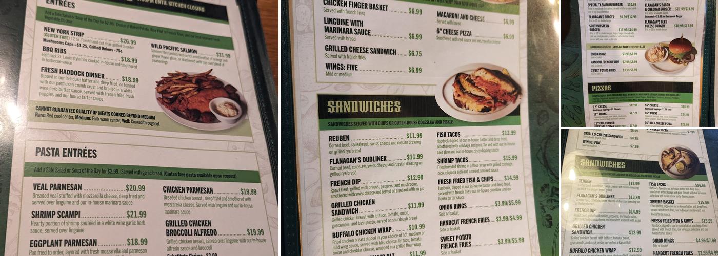 Flanagan's Pub & Grill Menu