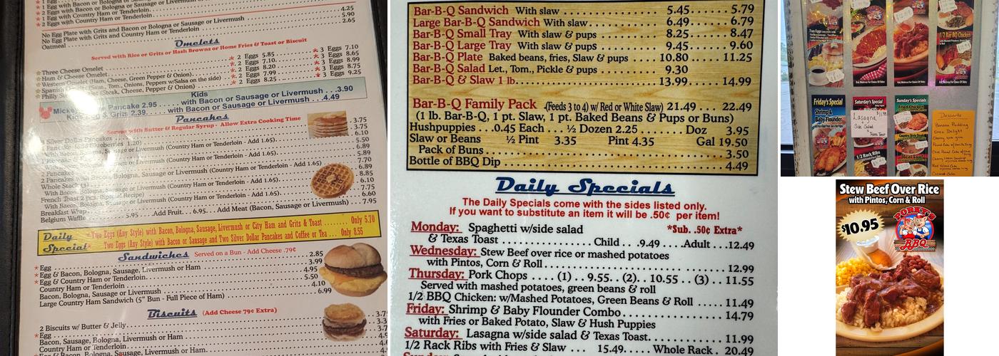 Porky's Bar-B-Q Menu