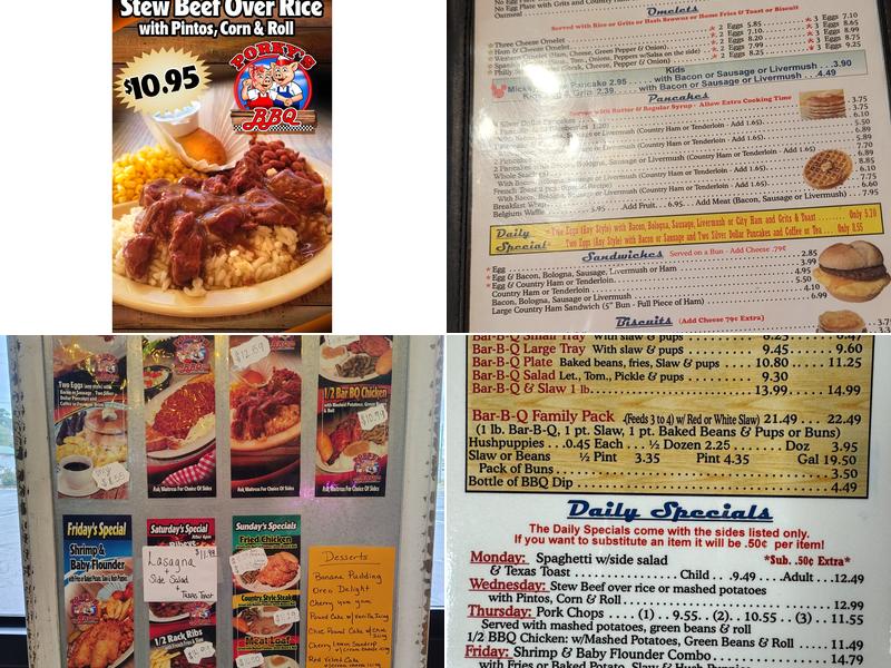 Porky's Bar-B-Q Menu