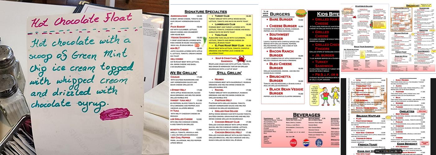 Main Street Ice Cream Parlor Menu