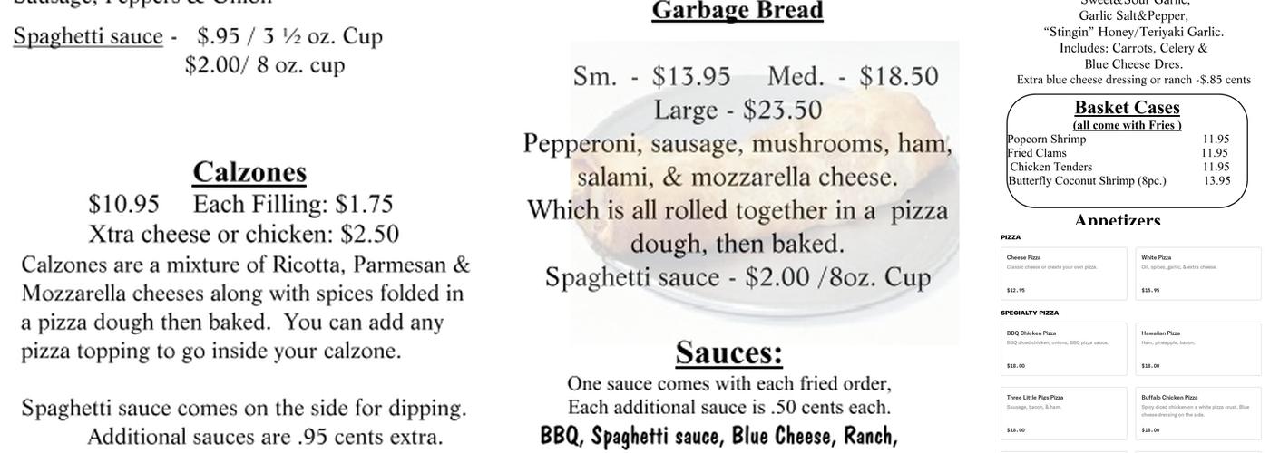 Alpine Pizza Menu