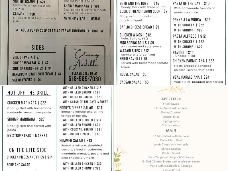 Eddie's Restaurant Menu