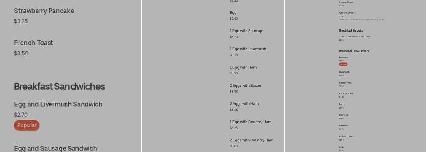 Libby's Pit Stop Menu