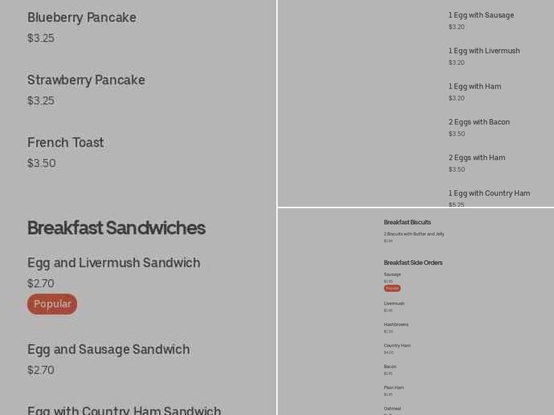 Libby's Pit Stop Menu