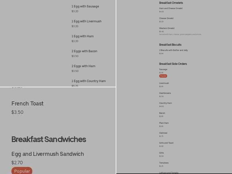 Libby's Pit Stop Menu