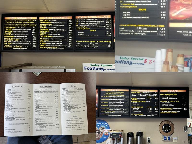 Sandwich Hut Menu