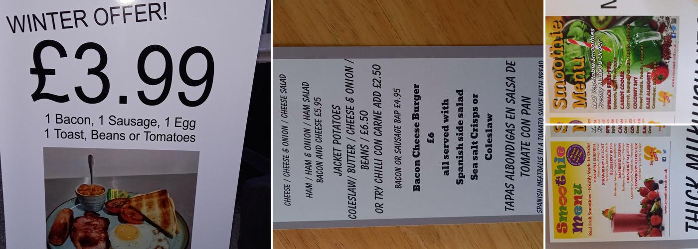 Joli spanish coffee shop Menu