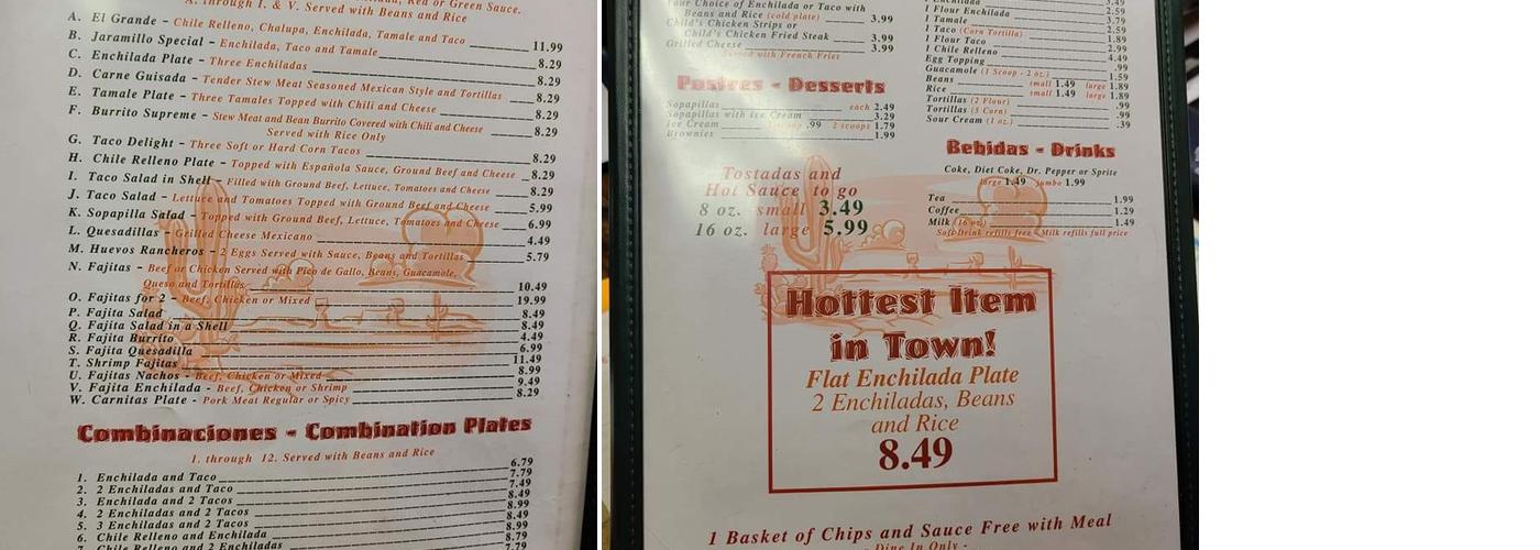 Jaramillo's Menu