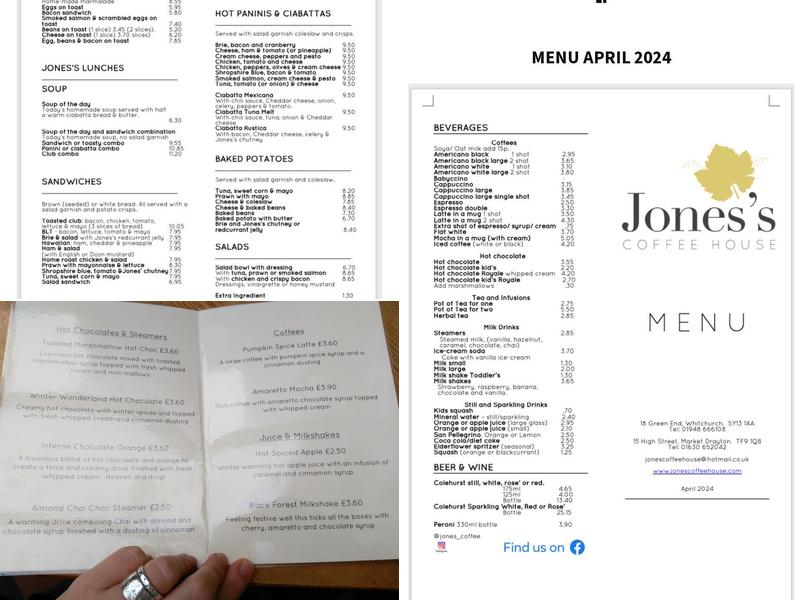 Jones Coffee House Menu