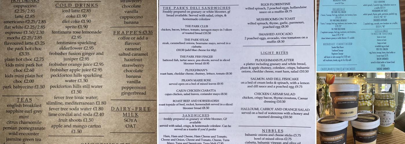No 18 The Park Coffee Shop Menu