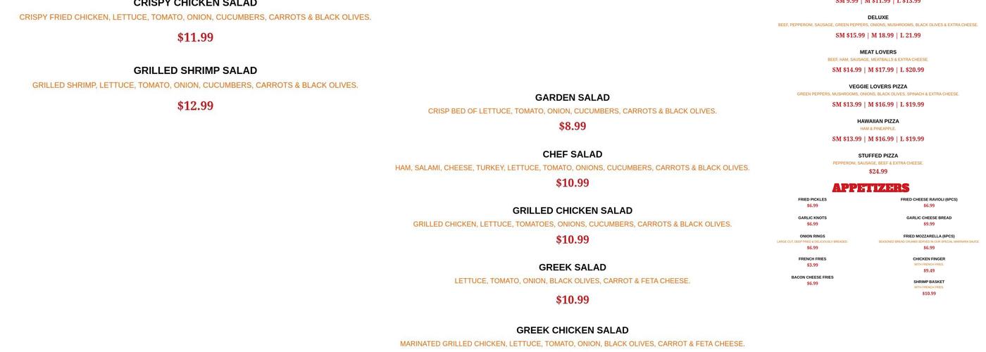 Memo's Pizza & Restaurant Menu