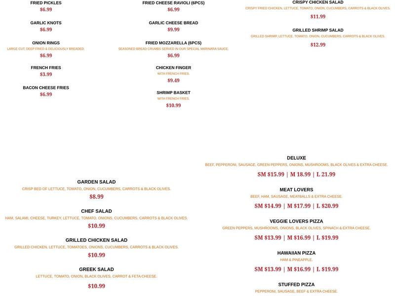 Memo's Pizza & Restaurant Menu