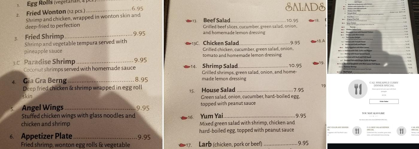 Thai Basil Menu
