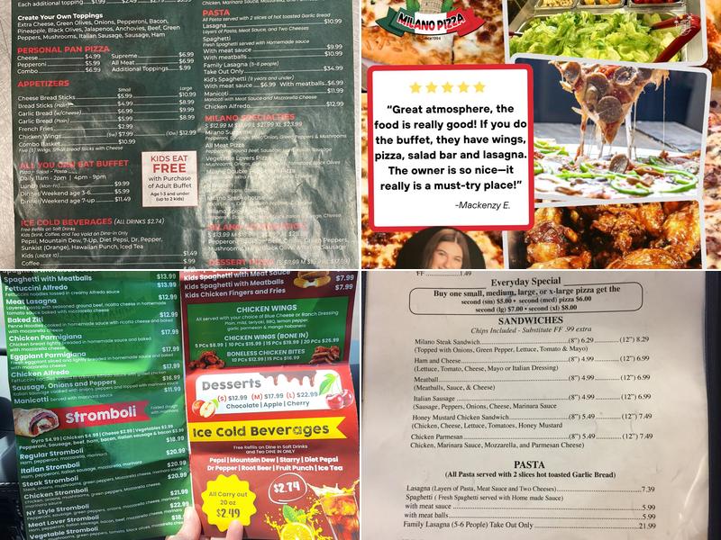 Milano Pizza Menu