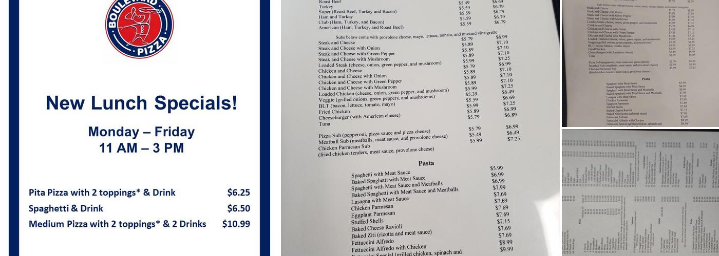 Boulevard Pizza Menu