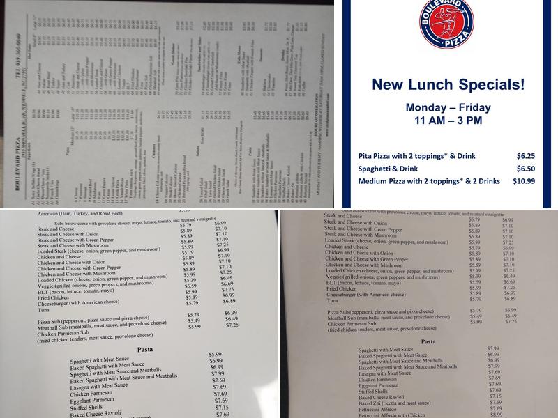 Boulevard Pizza Menu