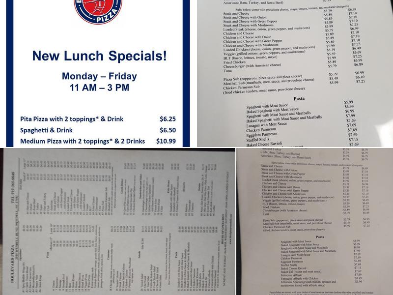 Boulevard Pizza Menu