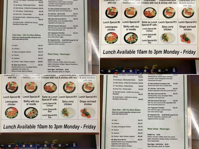 Pho Cyclo and Lounge Menu