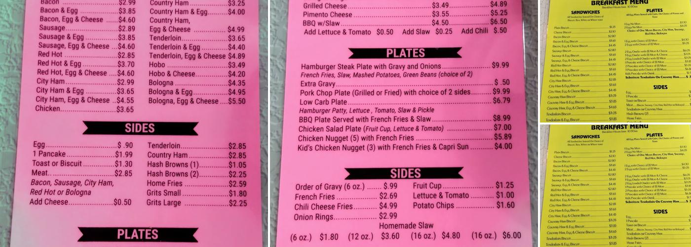 Church Street Grill Menu