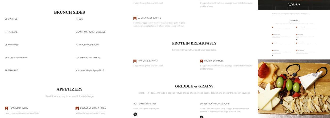 Luca Bella Fine Foods Menu