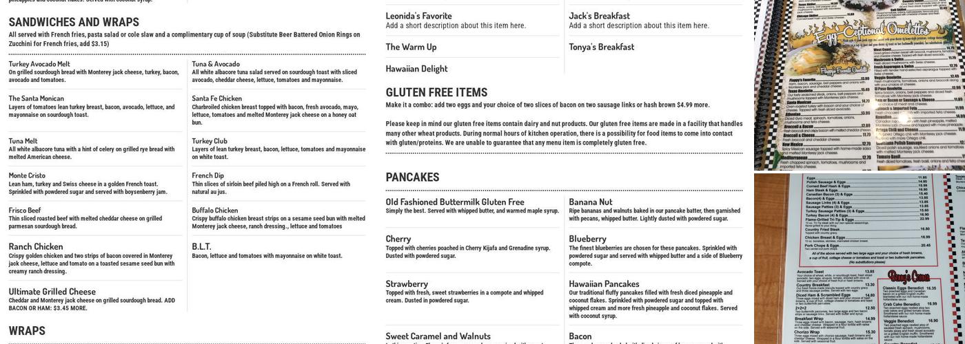 Stacks On Route 66 Menu