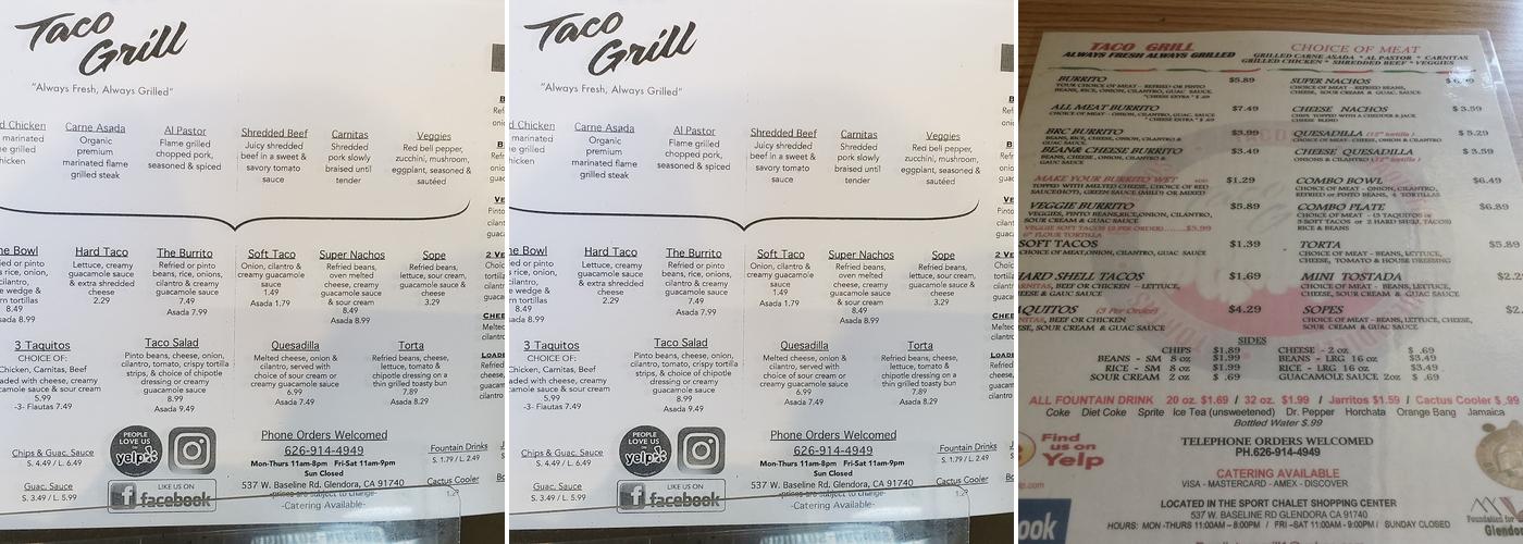 Taco Grill Menu
