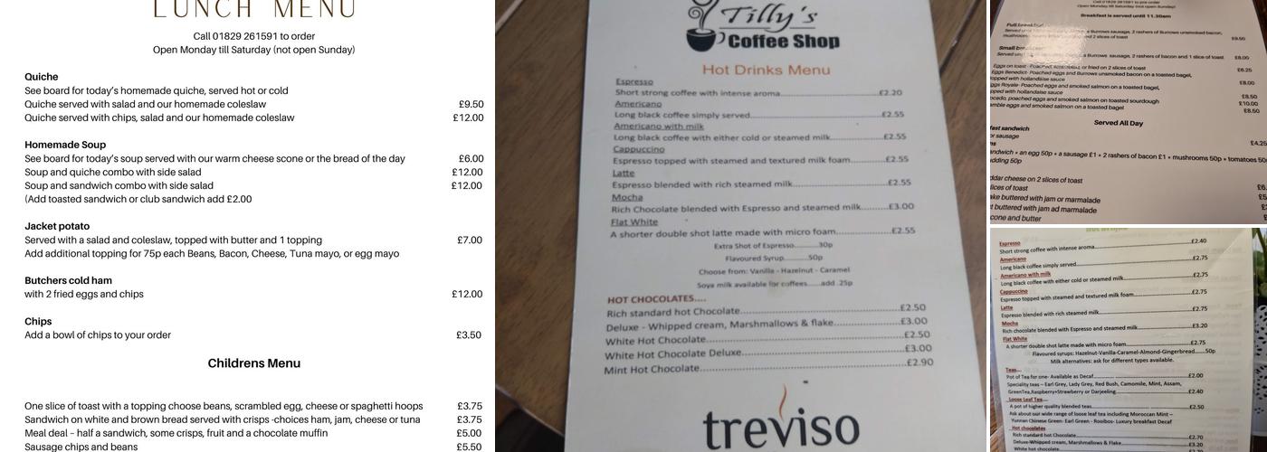 Tilly's Coffee Shop Menu