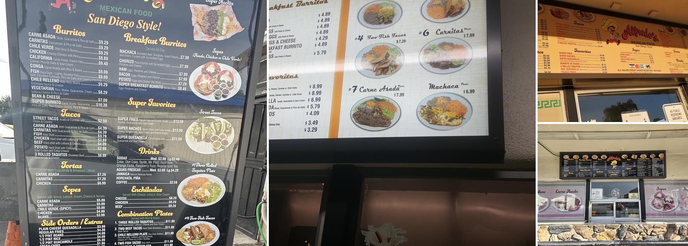 Alfredo's Mexican Food Menu