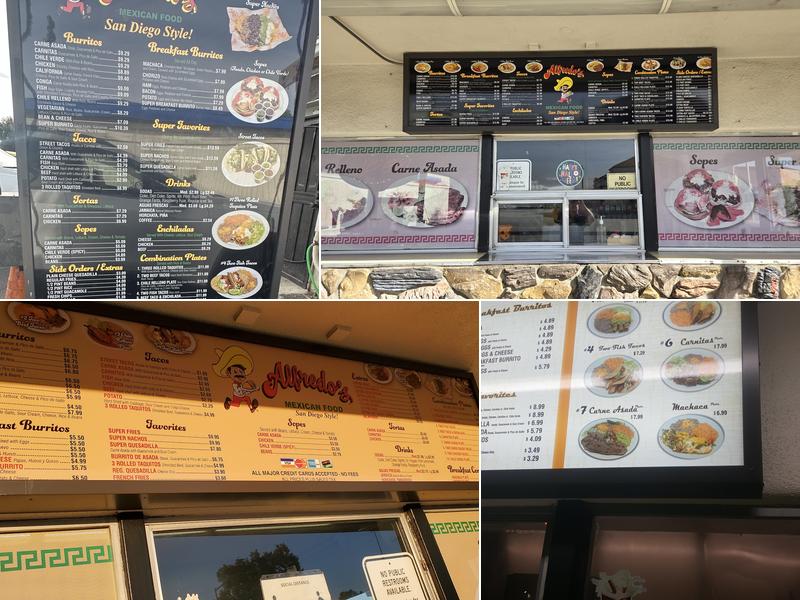 Alfredo's Mexican Food Menu