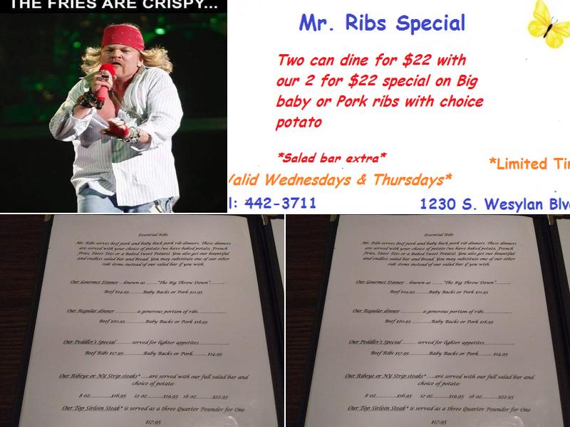 Mr. Ribs Menu