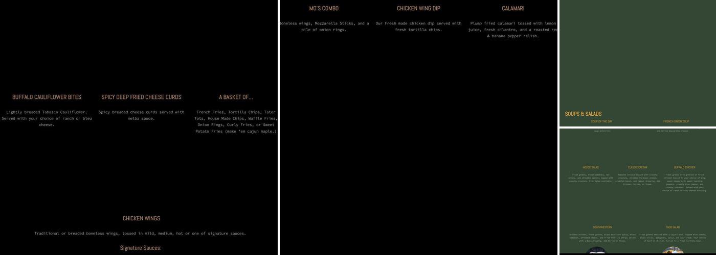 Mo's Pub & Grill Menu