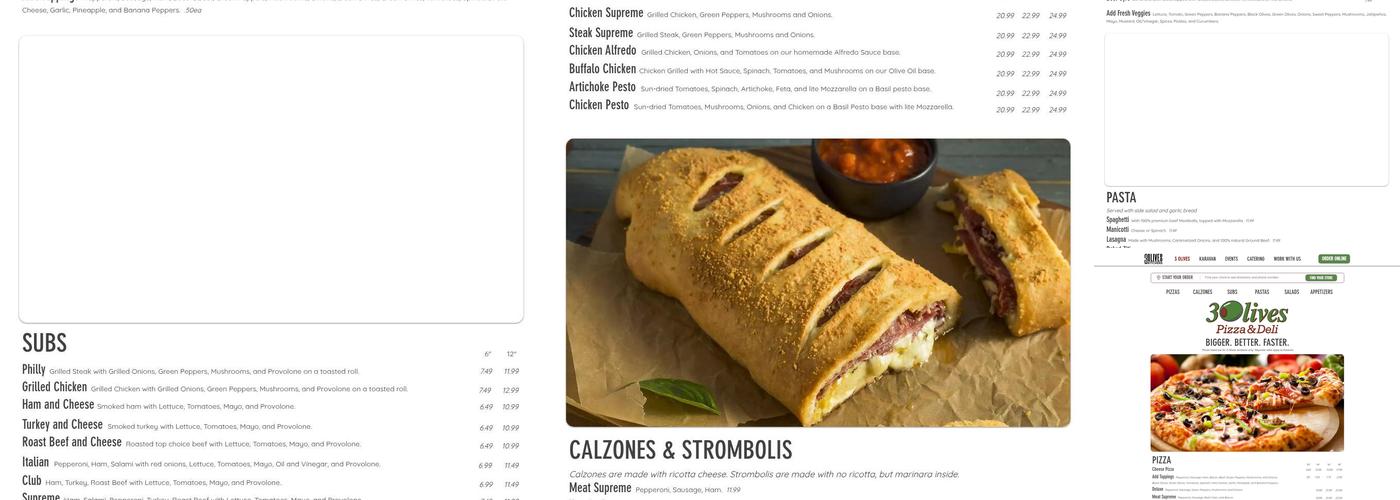 3 Olives Pizza & Deli Menu