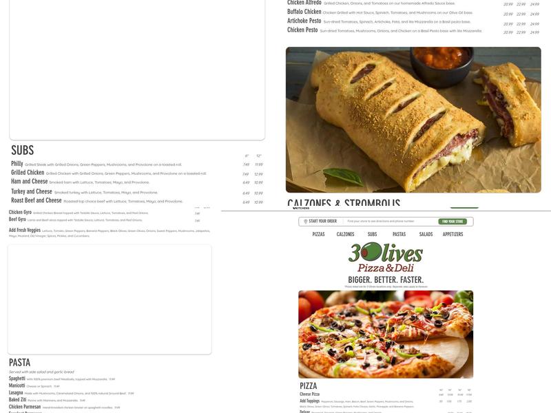 3 Olives Pizza & Deli Menu